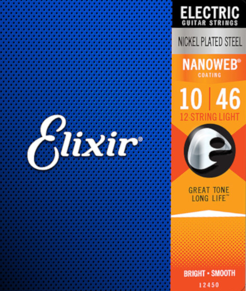 Elixir 12450 Nanoweb - Nickel, 12-string light (010-046)